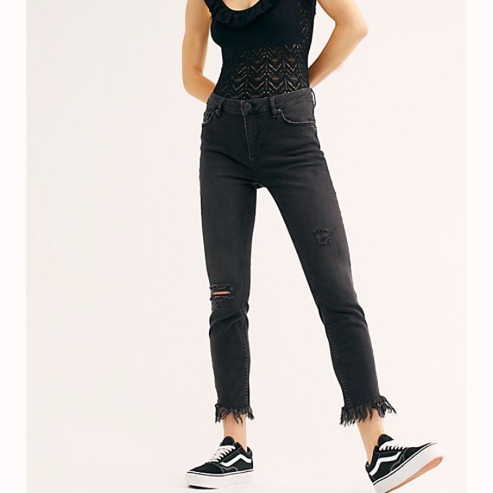 Free people frayed black jeans